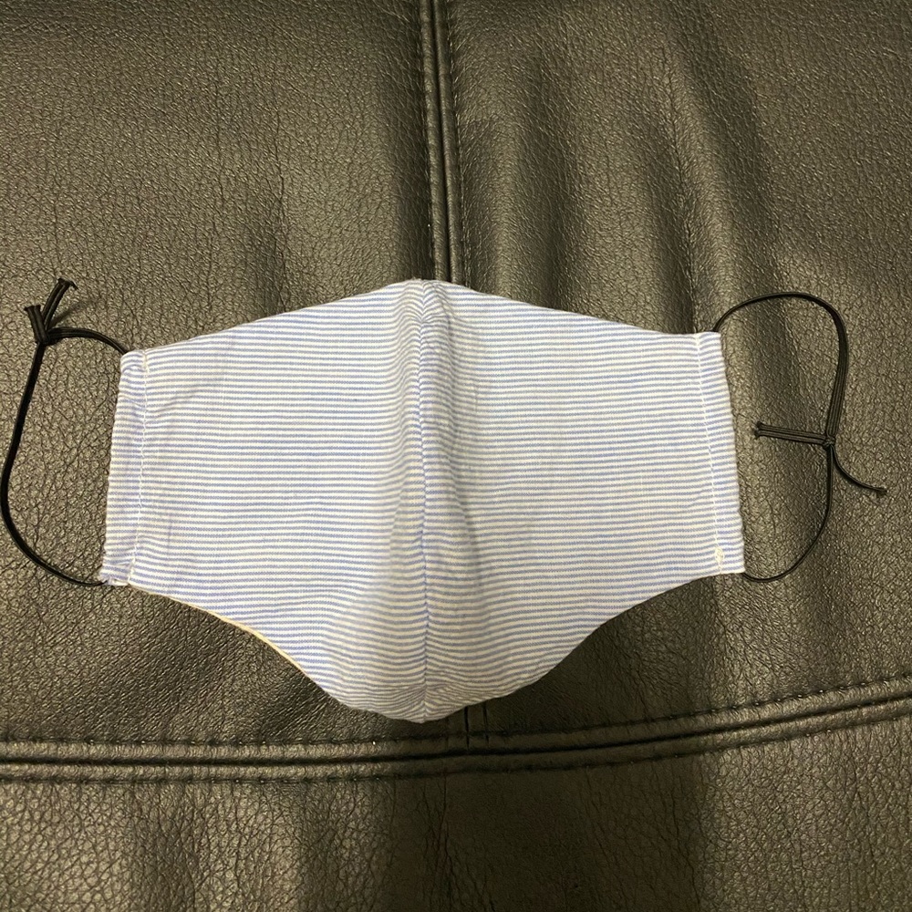 100% organic handmade reusable mask blue stripes